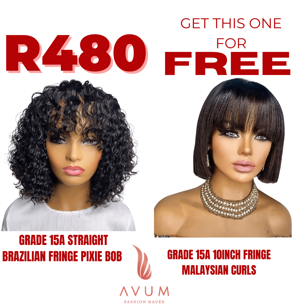 10inch fringe Malaysian + free fringe pixie bob - Avum Fashion Haven