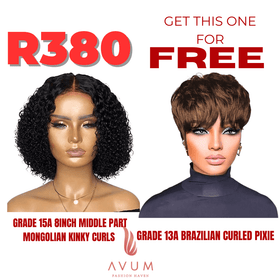 10inch middle part Mongolian + free curled fringe pixie - Avum Fashion Haven
