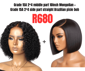 10inch middle part Mongolian + side part pixie bob - Avum Fashion Haven