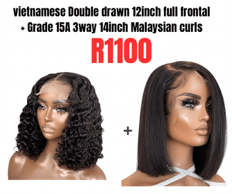 12inch double drawn full frontal * 3way 14inch Malaysian curls - Avum Fashion Haven