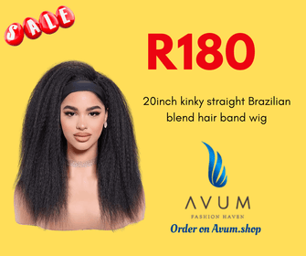 20inch Brazilian blend kinky straight hair band wig - Avum Fashion Haven