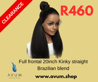 20inch full frontal kinky straight Brazilian blend - Avum Fashion Haven