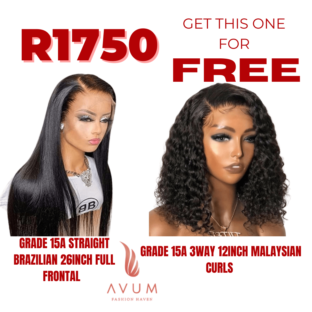 26inch straight full frontal + free 3way 12Inch Malaysian - Avum Fashion Haven