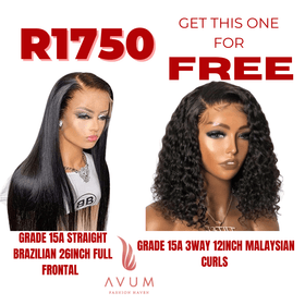 26inch straight full frontal + free 3way 12Inch Malaysian - Avum Fashion Haven