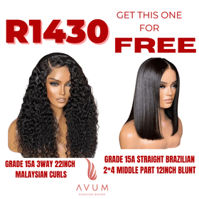 3way 22Inch Malaysian + free middle part straight 12Inch blunt - Avum Fashion Haven