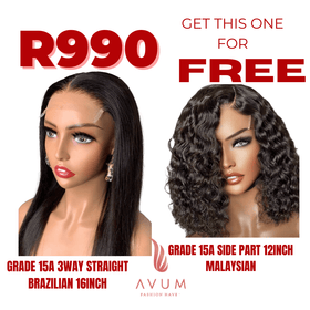 3way straight 16Inch + free 12Inch Malaysian - Avum Fashion Haven