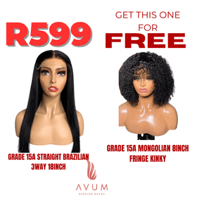 3way straight 18inch + free fringe kinky - Avum Fashion Haven