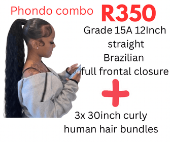 3x30inch human hair curly bundles + 12inch straight full frontal closure - Avum Fashion Haven