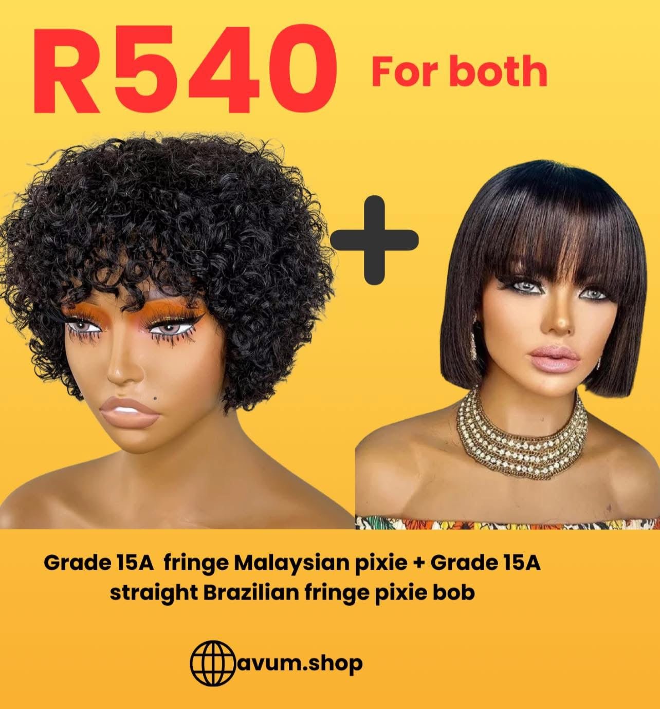 Fringe Malaysian pixie+fringe pixie bob - Avum Fashion Haven