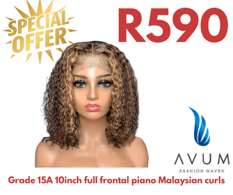 Full frontal 10inch piano Malaysian curls - Avum Fashion Haven