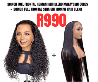Full frontal 30Inch Human hair blend straight and full frontal 30inch curly human hair blend - Avum Fashion Haven
