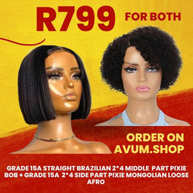 Middle part pixie bob + side part loose Afro - Avum Fashion Haven
